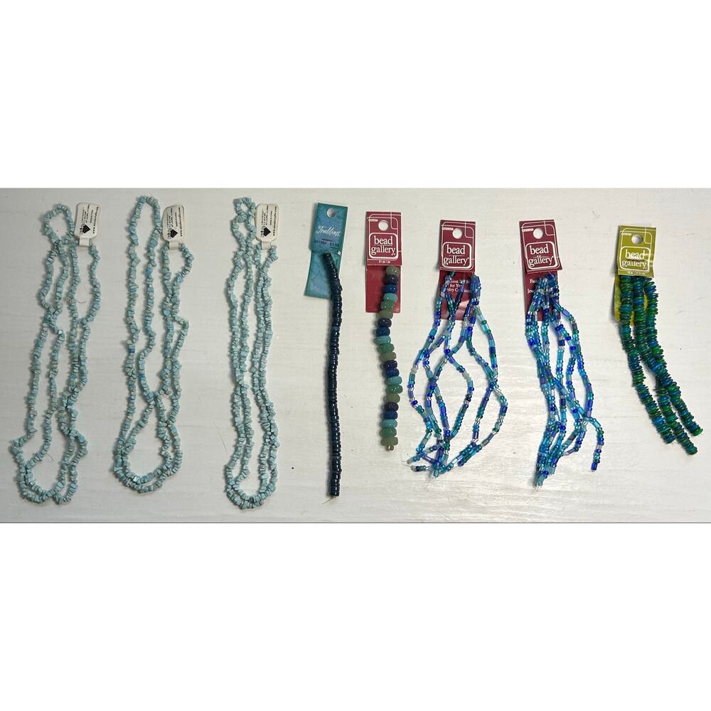 Blue Bead Lot Czech Glass Shell Chip Beads